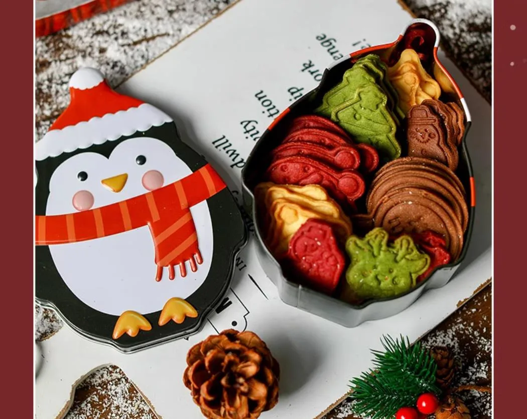 Wholesale Customized Cartoon Shape Funny Metal Chocolate Candy Tin Can Christmas Gift Tin Case Cookies Biscuits Packaging Tin Box