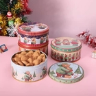 Customized High Quality Round Shape Metal Tin Chocolate Cookie Tin Candy Christmas Tin Can Gift Packaging Tin Box Packin