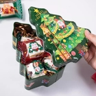 Customized Funny Christmas Tree-Shape Metal Chocolate Tin Candy Christmas Gift Tin Can Cookies Tin Case Sweets Packaging